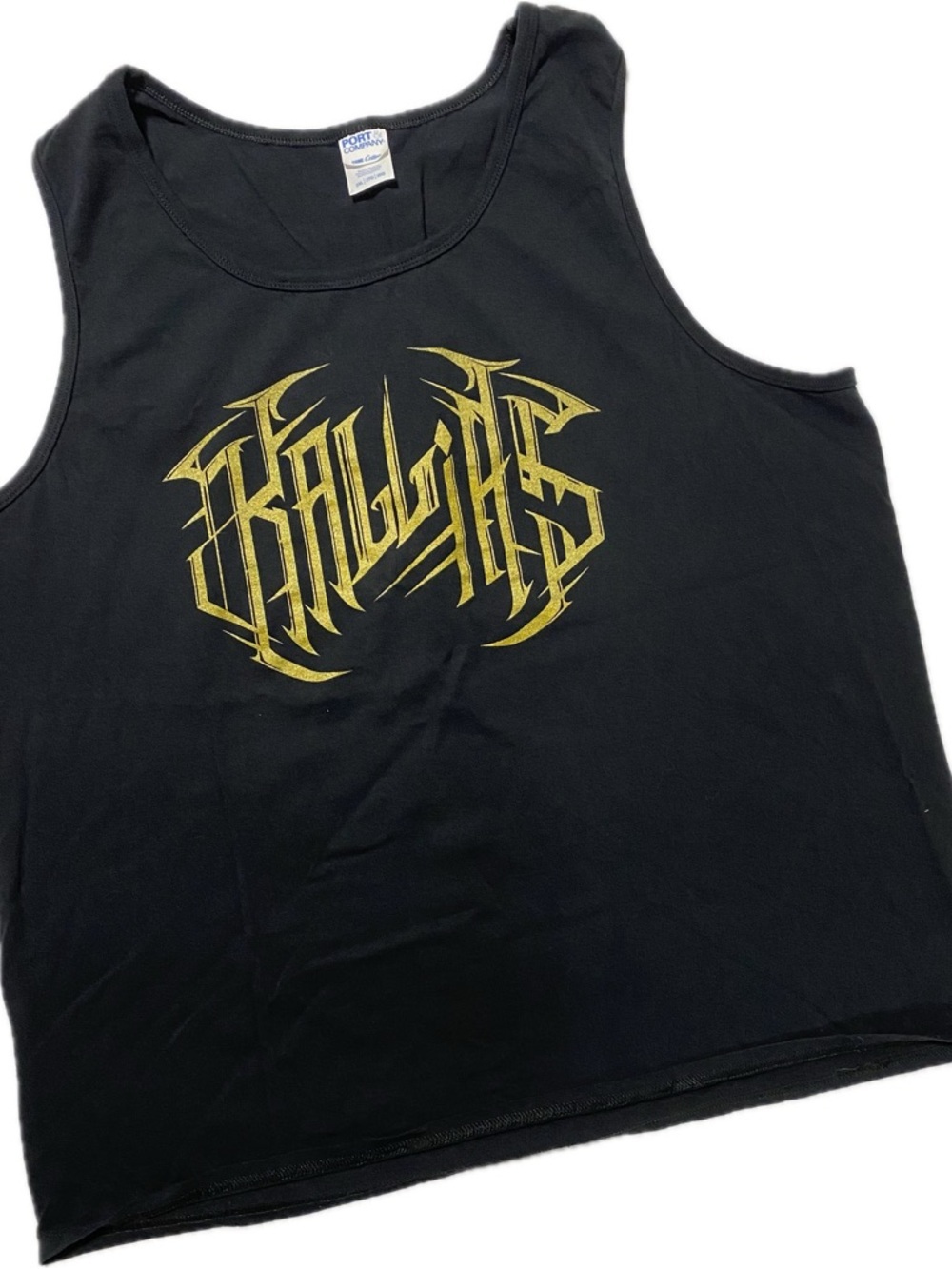 Black Tank Top with Gold Graphic Logo - Unbranded